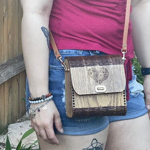 Wood Purse with Cacti