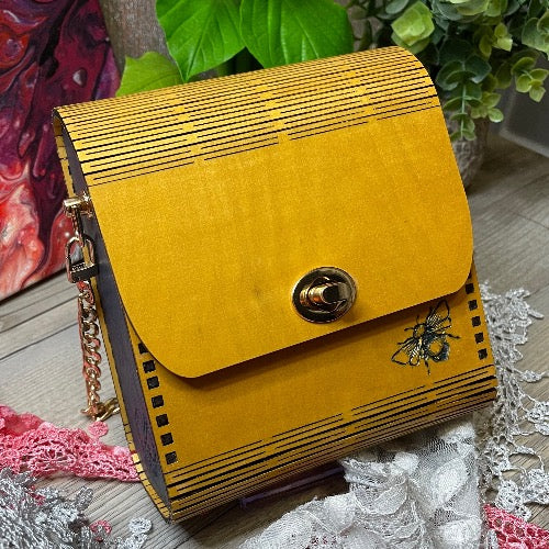 Golden Bee Wood Purse
