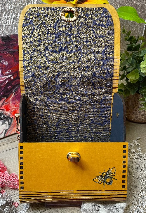 Golden Bee Wood Purse