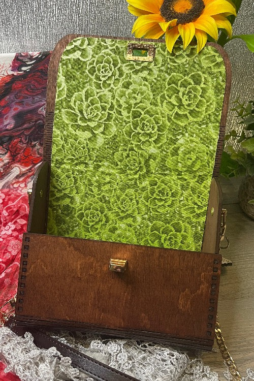 Wood Purse with Succulents