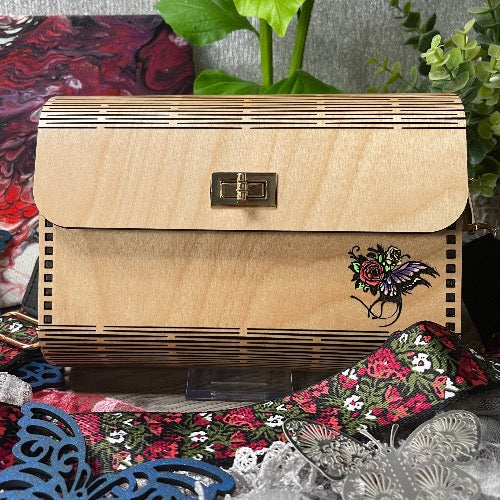 Butterfly One Wood Purse