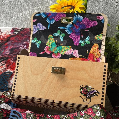 Butterfly One Wood Purse