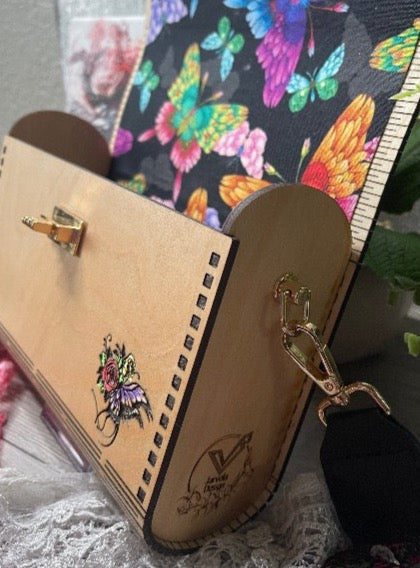 Butterfly One Wood Purse