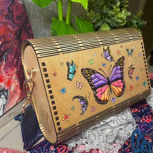 Butterfly Two Wood Purse