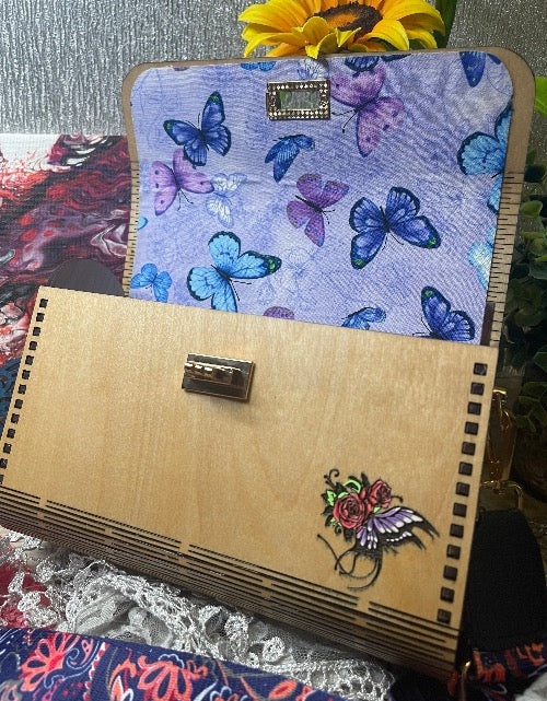Butterfly Two Wood Purse