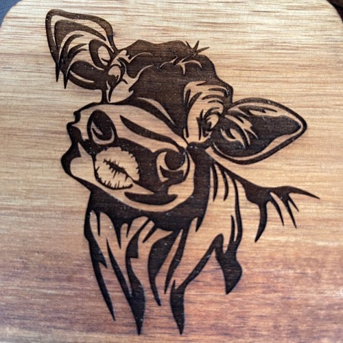 Baby Cow and Kissing Cow Acacia Coasters