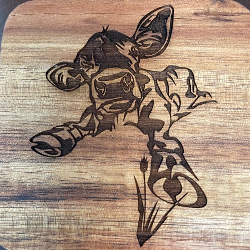 Baby Cow and Kissing Cow Acacia Coasters