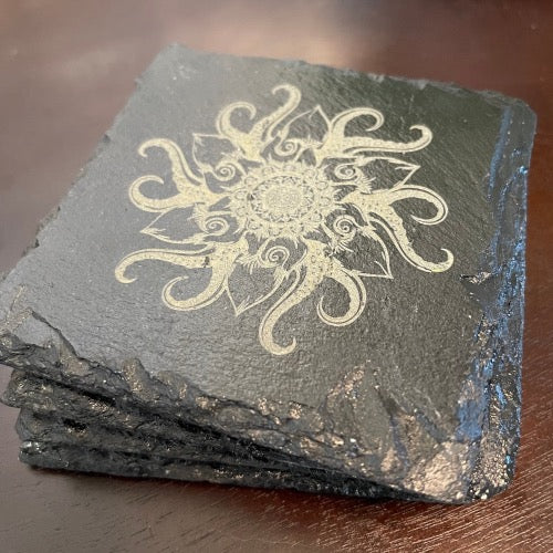 Floral Octopus Slate Coasters