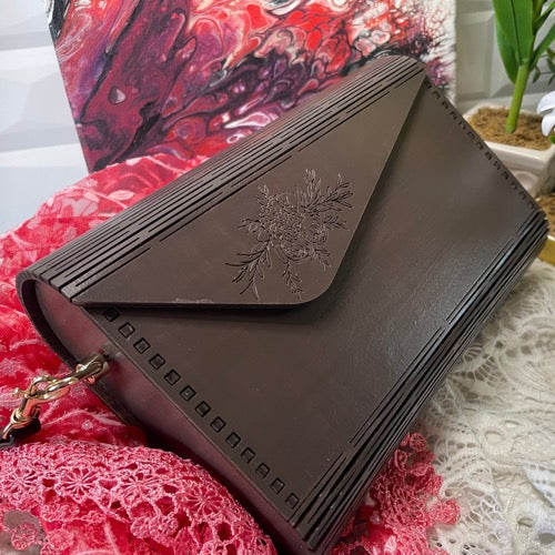 Dark Floral Wood Purse