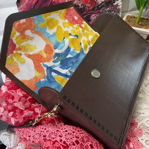 Dark Floral Wood Purse