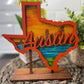 Texas Stand with Austin Skyline/Bats