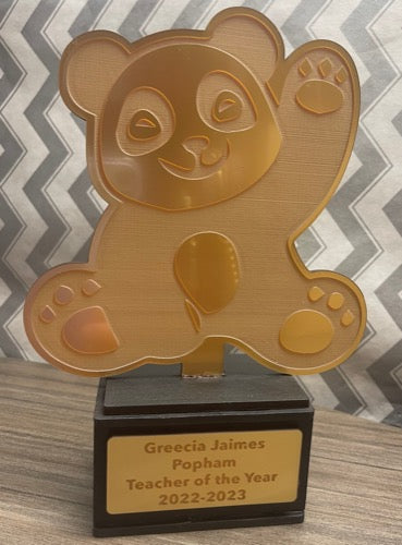 Custom Order—Teacher of the Year Panda Trophy